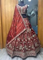 Silk Rose Pink Wedding Wear Embroidery Work Lehenga Choli